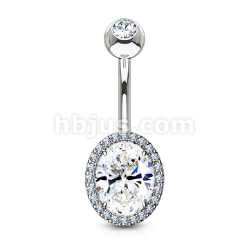 316L Surgical Steel CZ Around Ova Prong Set CZ Center Double Tier 316L... - Image 3