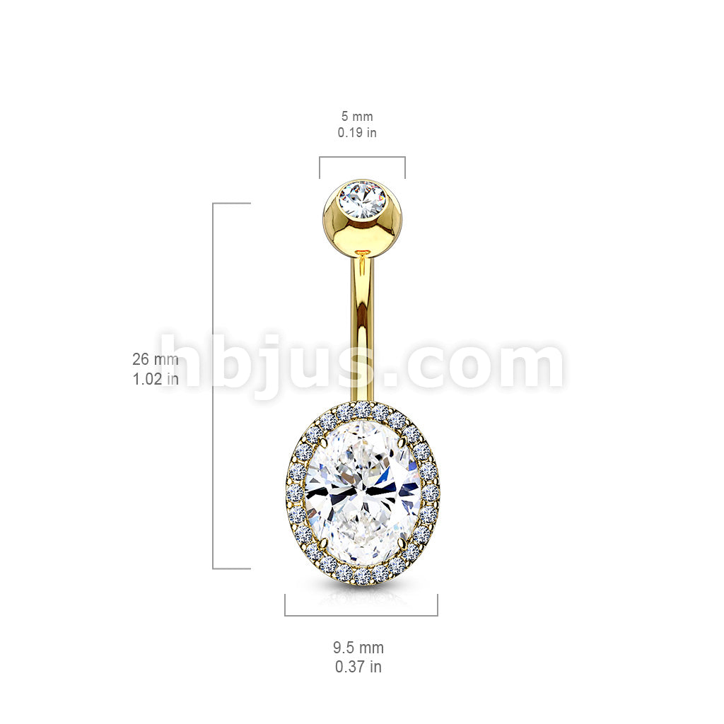 316L Surgical Steel CZ Around Ova Prong Set CZ Center Double Tier 316L... - Image 6