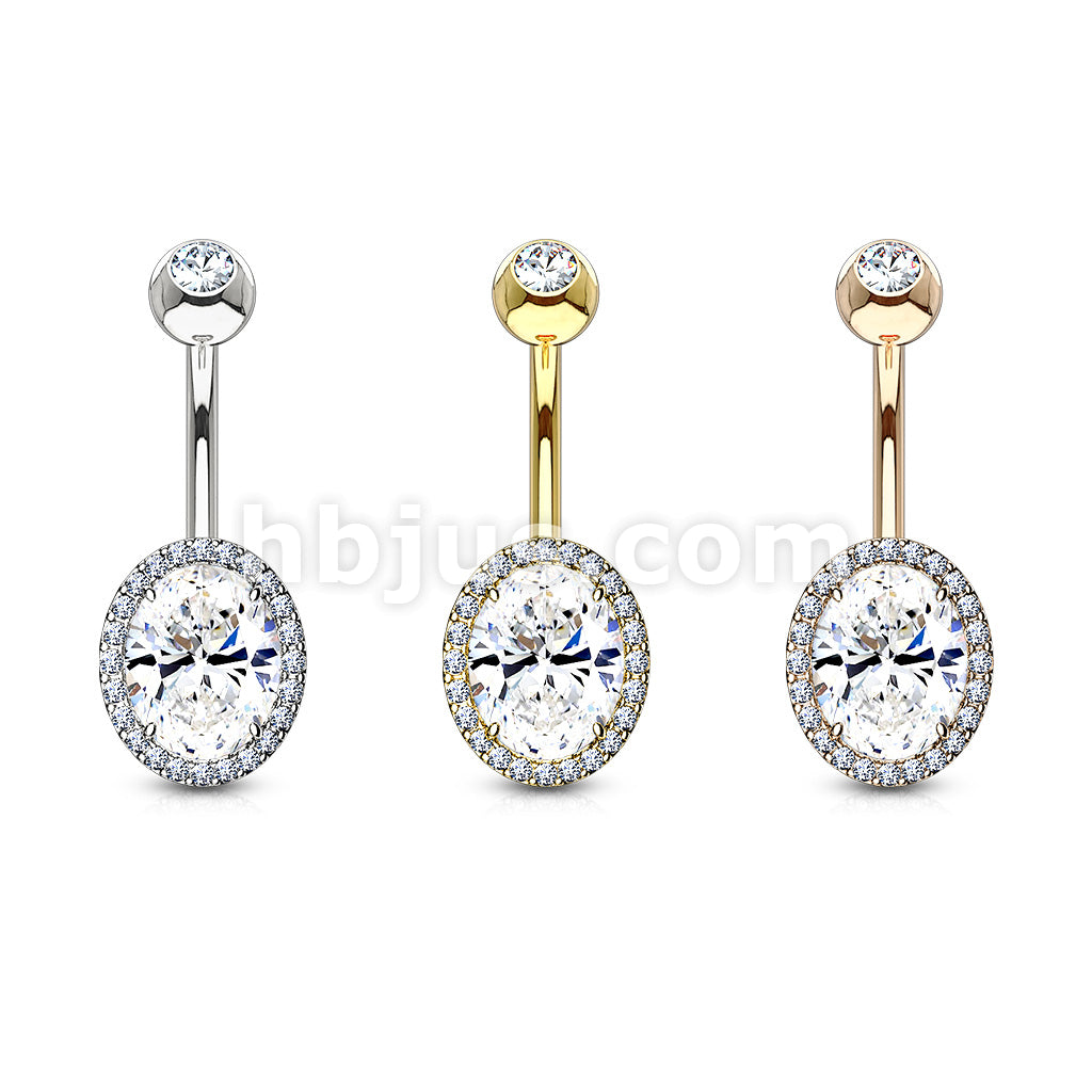 316L Surgical Steel CZ Around Ova Prong Set CZ Center Double Tier 316L... - Image 7
