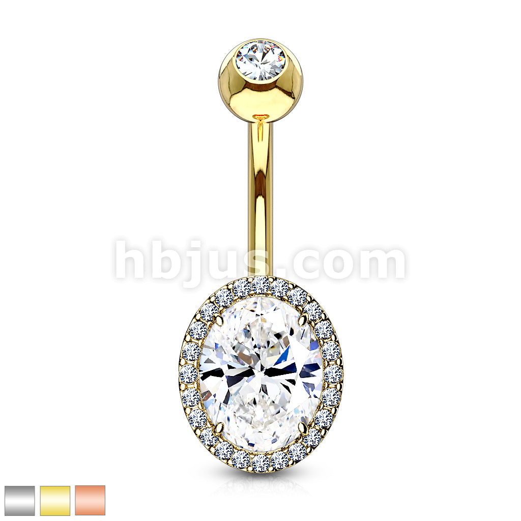 316L Surgical Steel CZ Around Ova Prong Set CZ Center Double Tier 316L... - Image 2