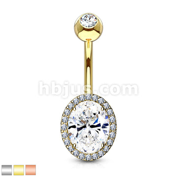 316L Surgical Steel CZ Around Ova Prong Set CZ Center Double Tier 316L... - Image 2