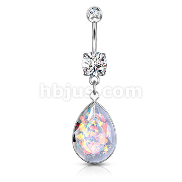 316L Surgical Steel 316L Surgical Steel Rainbow Glitter Opalite Stone... - Image 3