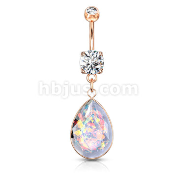 316L Surgical Steel 316L Surgical Steel Rainbow Glitter Opalite Stone... - Image 5