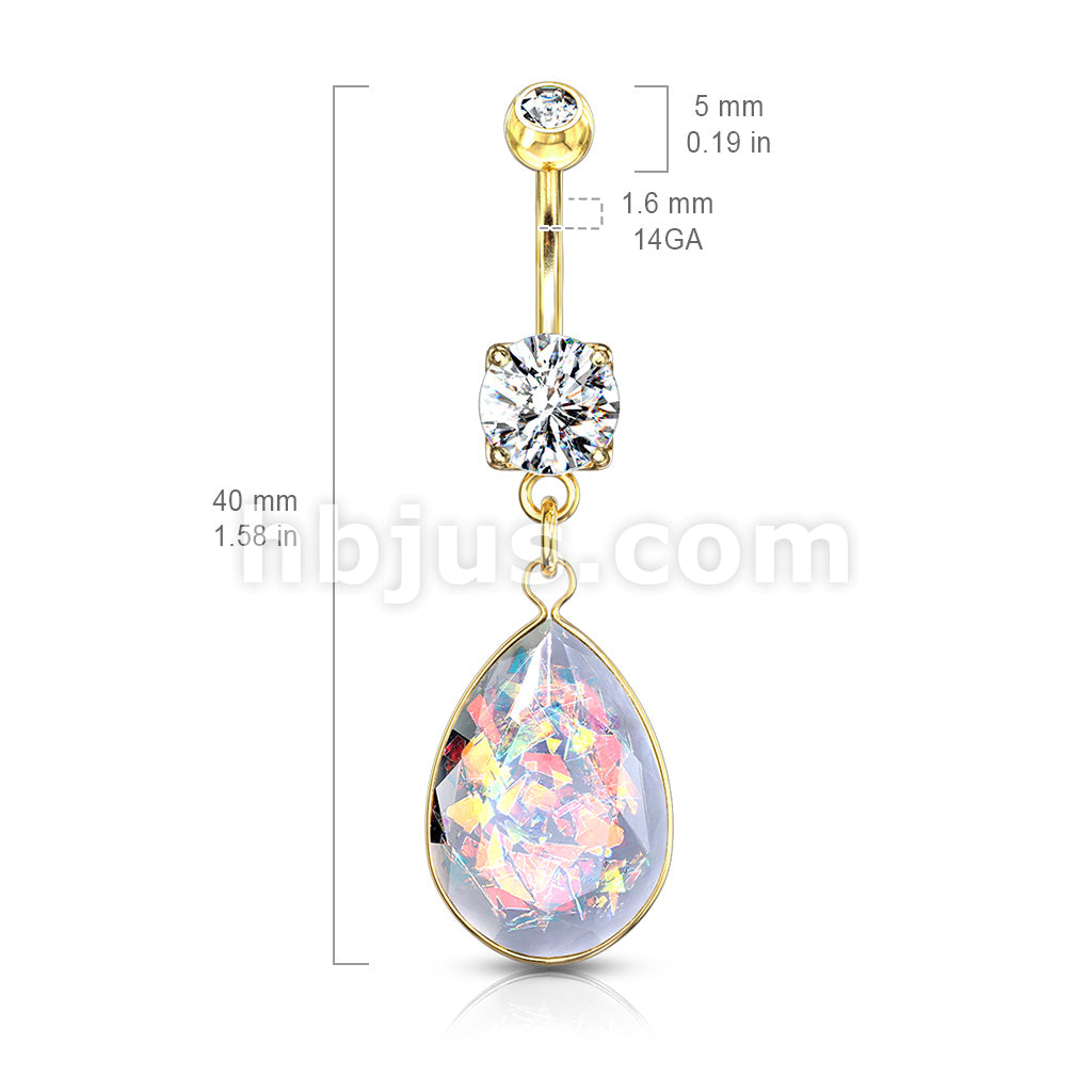 316L Surgical Steel 316L Surgical Steel Rainbow Glitter Opalite Stone... - Image 6