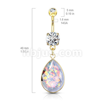 316L Surgical Steel 316L Surgical Steel Rainbow Glitter Opalite Stone... - Image 6
