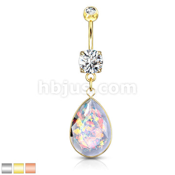 316L Surgical Steel 316L Surgical Steel Rainbow Glitter Opalite Stone... - Image 2