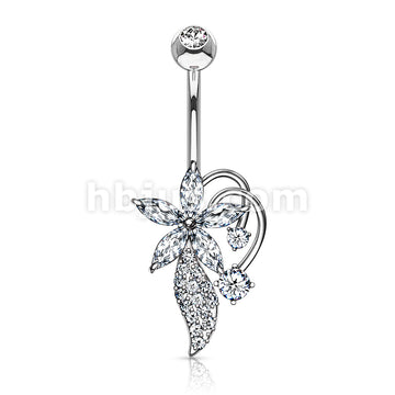 316L Surgical Steel 316L Surgical Steel Five Marquise CZ Flower CZ... - Image 3