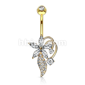 316L Surgical Steel 316L Surgical Steel Five Marquise CZ Flower CZ... - Image 4