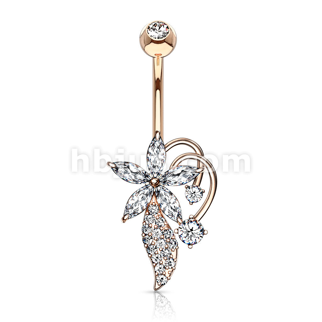 316L Surgical Steel 316L Surgical Steel Five Marquise CZ Flower CZ... - Image 5