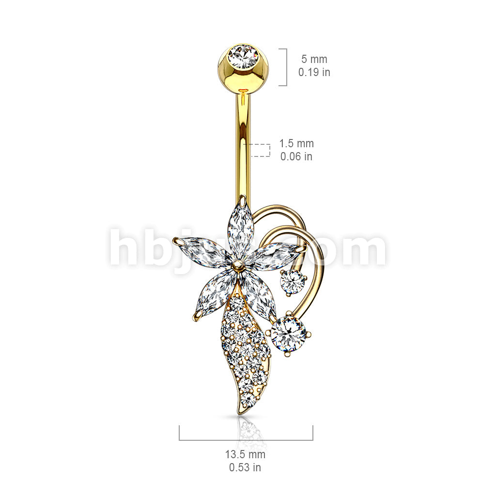 316L Surgical Steel 316L Surgical Steel Five Marquise CZ Flower CZ... - Image 6