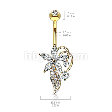 316L Surgical Steel 316L Surgical Steel Five Marquise CZ Flower CZ... - Image 6