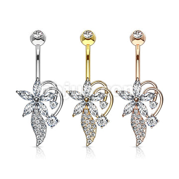316L Surgical Steel 316L Surgical Steel Five Marquise CZ Flower CZ... - Image 7