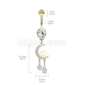 316L Surgical Steel 316L Surgical Steel CZ Paved Crescent Moon and Star... - Image 6