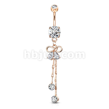 316L Surgical Steel 316L Surgical Steel Two Pear CZ Ribbon With Round... - Image 5