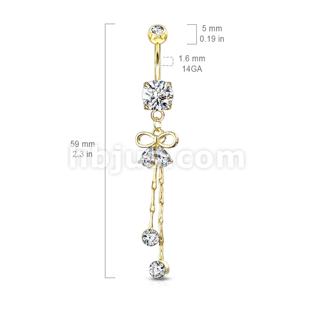 316L Surgical Steel 316L Surgical Steel Two Pear CZ Ribbon With Round... - Image 6