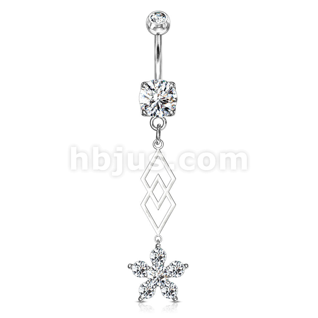 316L Surgical Steel 316L Surgical Steel Six CZ Flower and Two... - Image 3