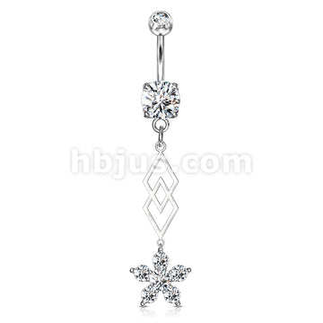 316L Surgical Steel 316L Surgical Steel Six CZ Flower and Two... - Image 3