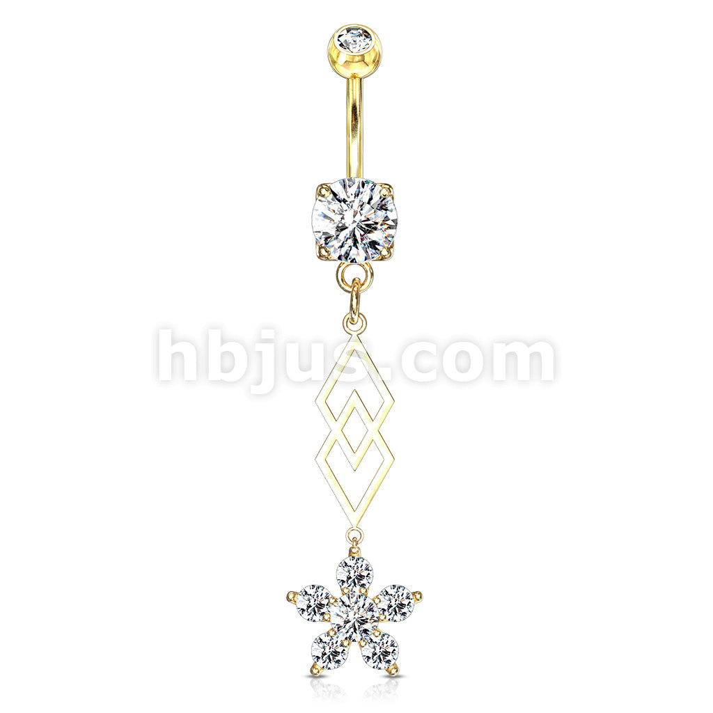 316L Surgical Steel 316L Surgical Steel Six CZ Flower and Two... - Image 4