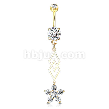 316L Surgical Steel 316L Surgical Steel Six CZ Flower and Two... - Image 4