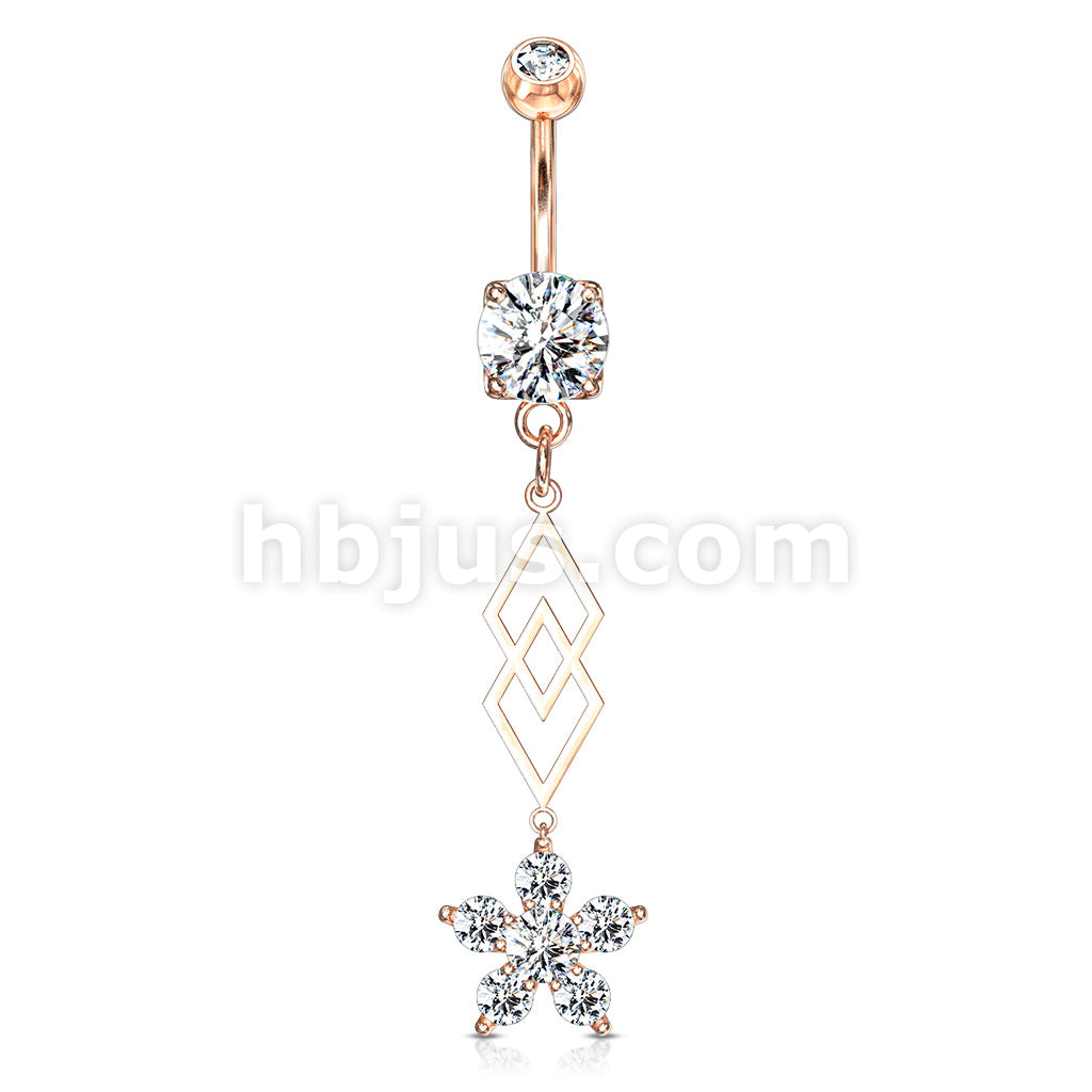 316L Surgical Steel 316L Surgical Steel Six CZ Flower and Two... - Image 5