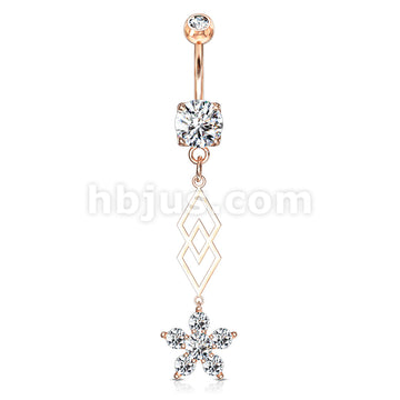 316L Surgical Steel 316L Surgical Steel Six CZ Flower and Two... - Image 5