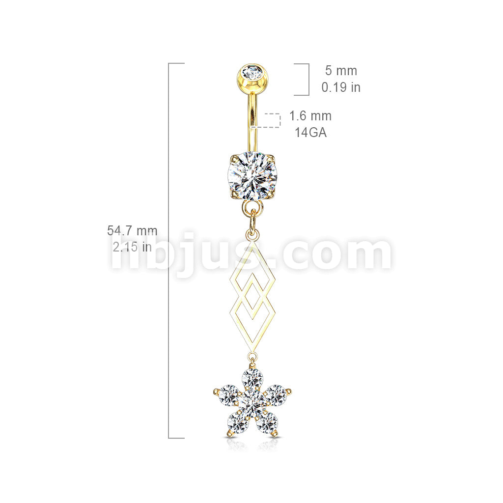 316L Surgical Steel 316L Surgical Steel Six CZ Flower and Two... - Image 6