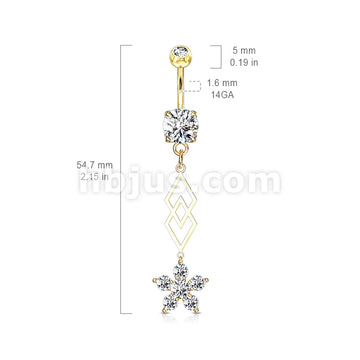 316L Surgical Steel 316L Surgical Steel Six CZ Flower and Two... - Image 6
