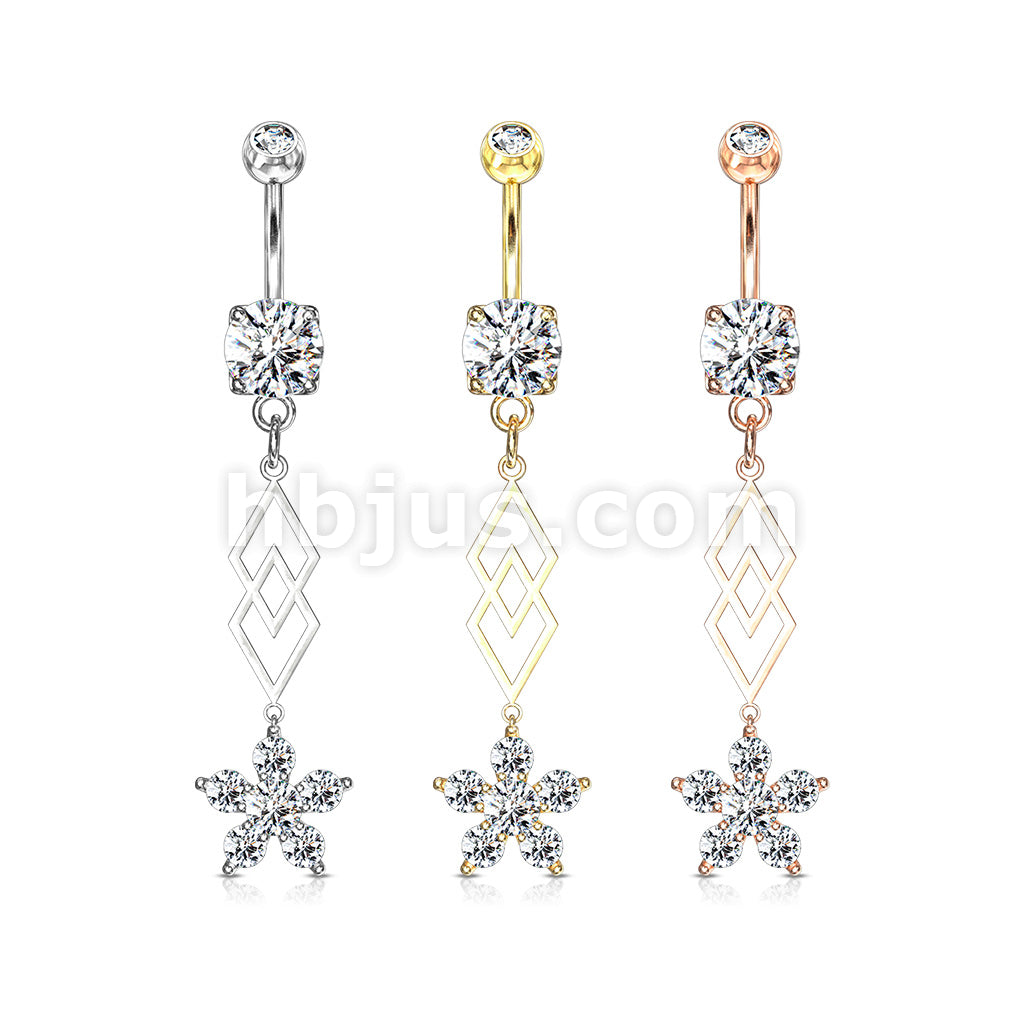 316L Surgical Steel 316L Surgical Steel Six CZ Flower and Two... - Image 7
