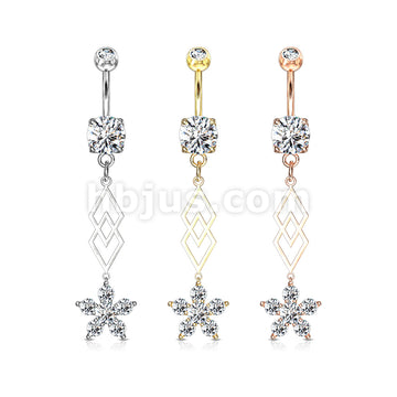 316L Surgical Steel 316L Surgical Steel Six CZ Flower and Two... - Image 7