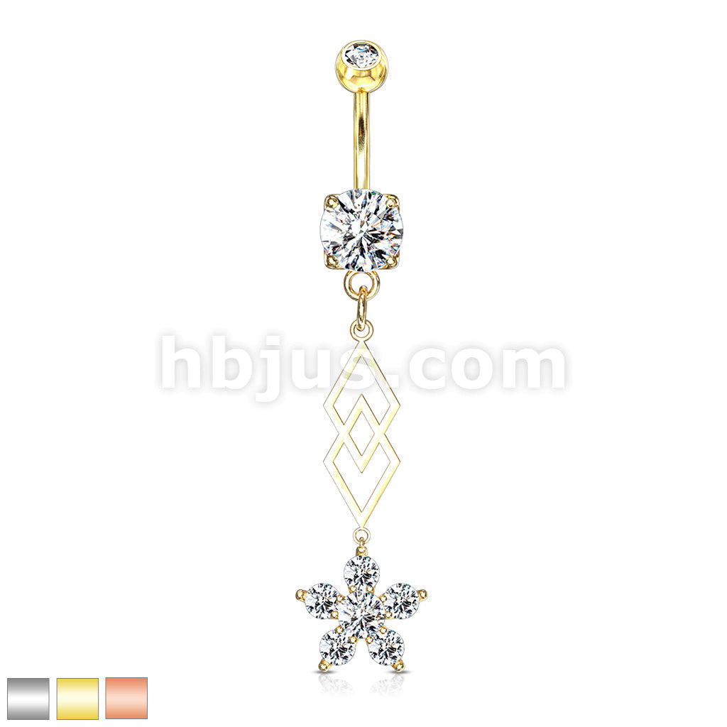316L Surgical Steel 316L Surgical Steel Six CZ Flower and Two... - Image 2