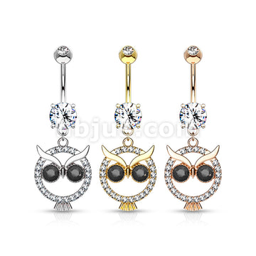 316L Surgical Steel 316L Surgical Steel Crystal Paved Owl With Black... - Image 7