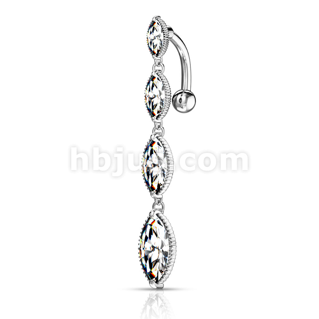 316L Surgical Steel 316L Surgical Steel Four Marquise CZ Vertical Drop... - Image 3