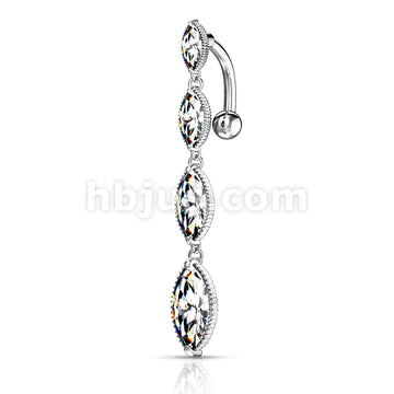 316L Surgical Steel 316L Surgical Steel Four Marquise CZ Vertical Drop... - Image 3