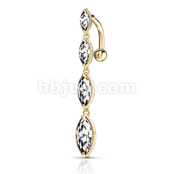316L Surgical Steel 316L Surgical Steel Four Marquise CZ Vertical Drop... - Image 4