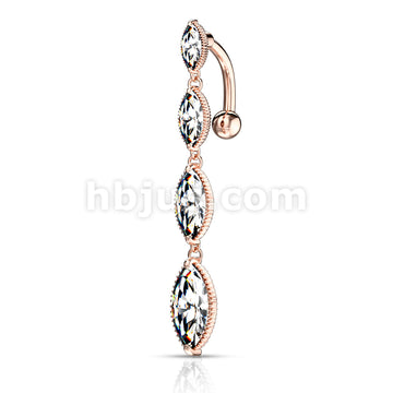 316L Surgical Steel 316L Surgical Steel Four Marquise CZ Vertical Drop... - Image 5
