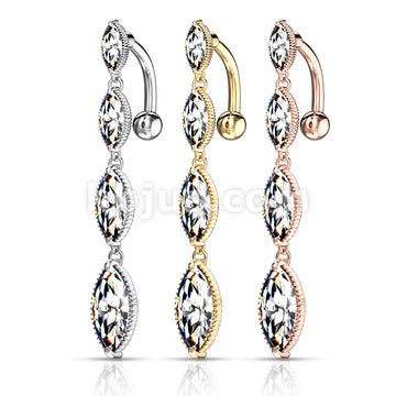 316L Surgical Steel 316L Surgical Steel Four Marquise CZ Vertical Drop... - Image 7