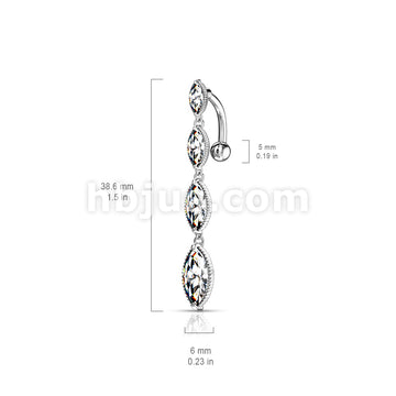 316L Surgical Steel 316L Surgical Steel Four Marquise CZ Vertical Drop... - Image 6