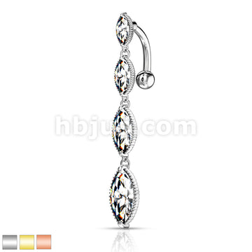 316L Surgical Steel 316L Surgical Steel Four Marquise CZ Vertical Drop... - Image 2