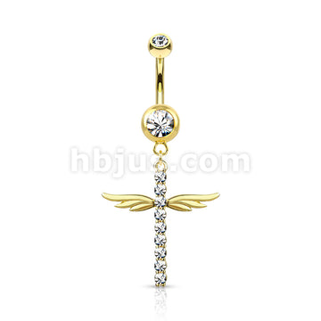 316L Surgical Steel 316L Surgical Steel CZ Paved Cross With Wings... - Image 4