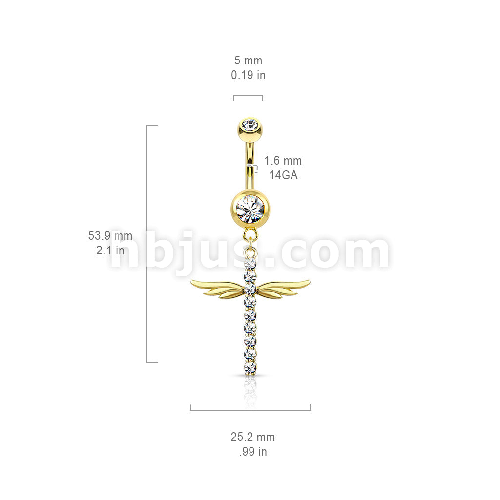 316L Surgical Steel 316L Surgical Steel CZ Paved Cross With Wings... - Image 6