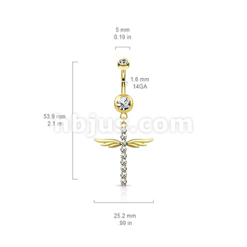 316L Surgical Steel 316L Surgical Steel CZ Paved Cross With Wings... - Image 6