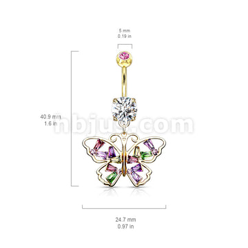 316L Surgical Steel 316L Surgical Steel Butterfly With Multi Colored... - Image 5