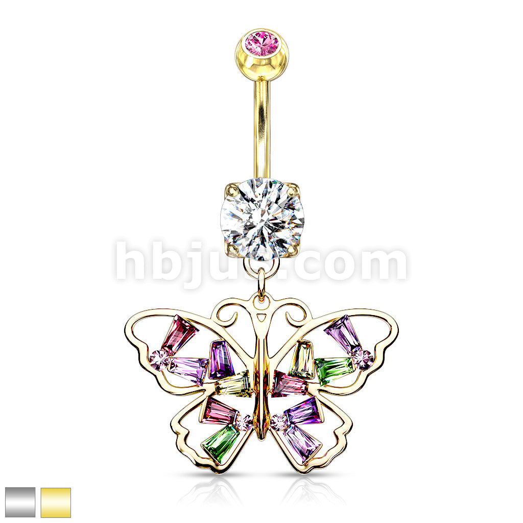316L Surgical Steel 316L Surgical Steel Butterfly With Multi Colored... - Image 2