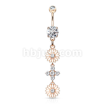 316L Surgical Steel 316L Surgical Steel Double Enamel Flower With CZ... - Image 5
