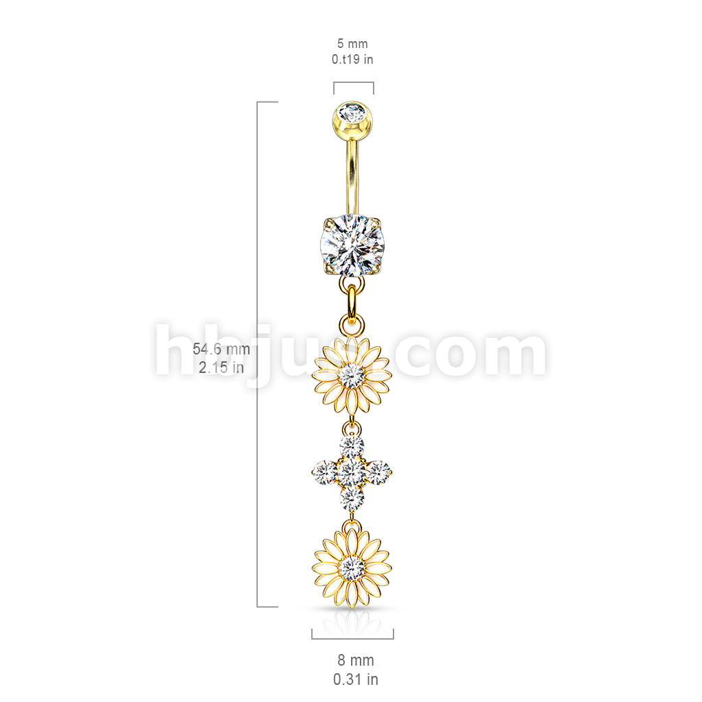 316L Surgical Steel 316L Surgical Steel Double Enamel Flower With CZ... - Image 6
