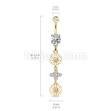 316L Surgical Steel 316L Surgical Steel Double Enamel Flower With CZ... - Image 6
