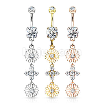 316L Surgical Steel 316L Surgical Steel Double Enamel Flower With CZ... - Image 7