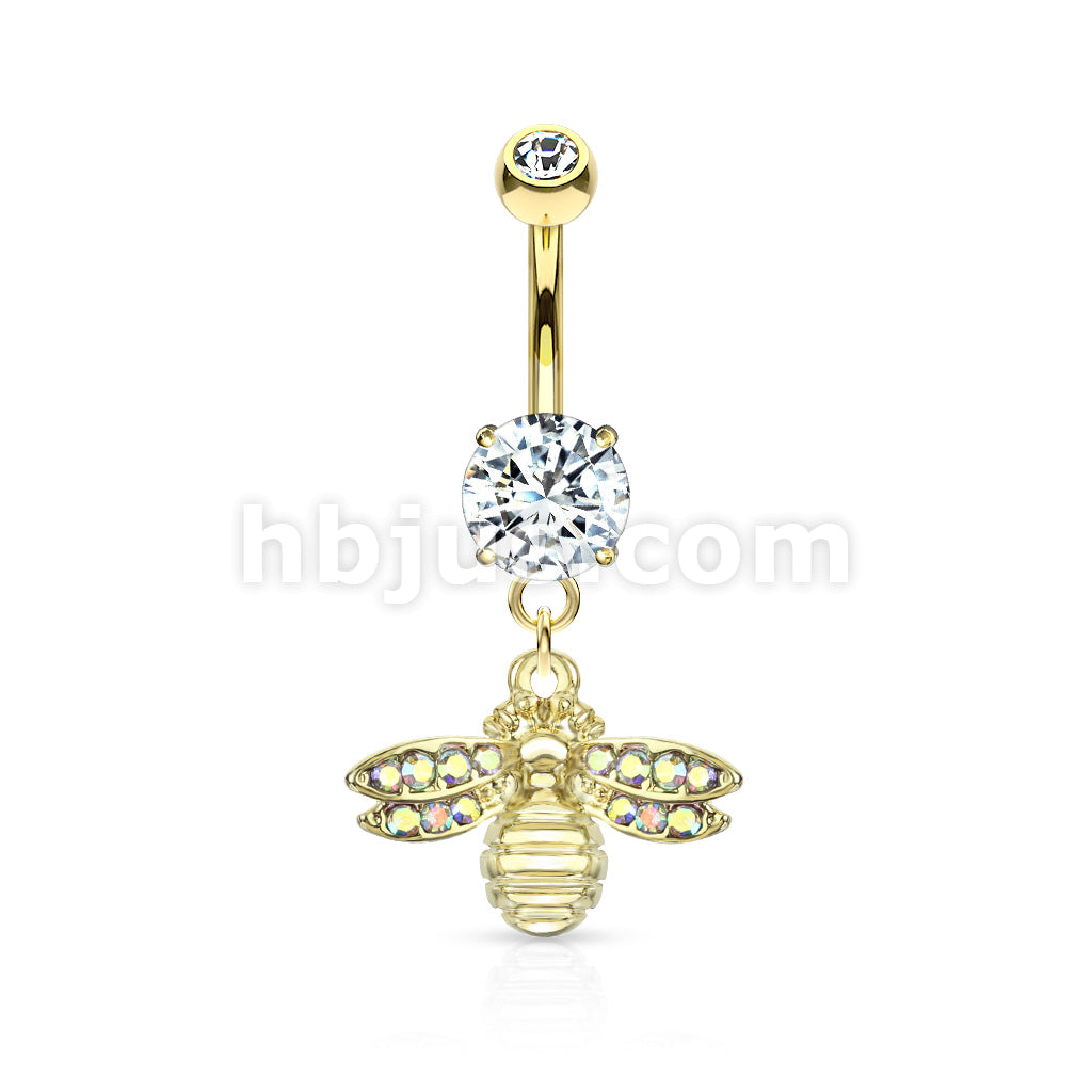 316L Surgical Steel 316L Surgical Steel Bee With AB Crystal Paved Wings... - Image 4