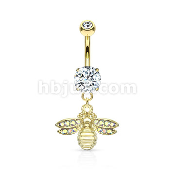 316L Surgical Steel 316L Surgical Steel Bee With AB Crystal Paved Wings... - Image 4