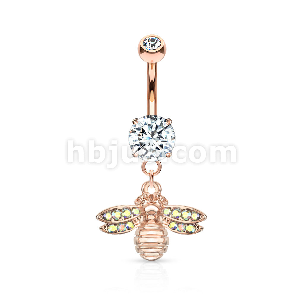 316L Surgical Steel 316L Surgical Steel Bee With AB Crystal Paved Wings... - Image 5
